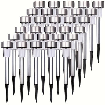 10 luces solares LED para jardín, iluminación exterior de acero inoxidable, para caminos, patios, villas, césped, pasillos, terrazas y entradas, con sensor de luz, montaje semiempotrado, batería de níquel, diseño ahorrador de energía, fácil instalación,