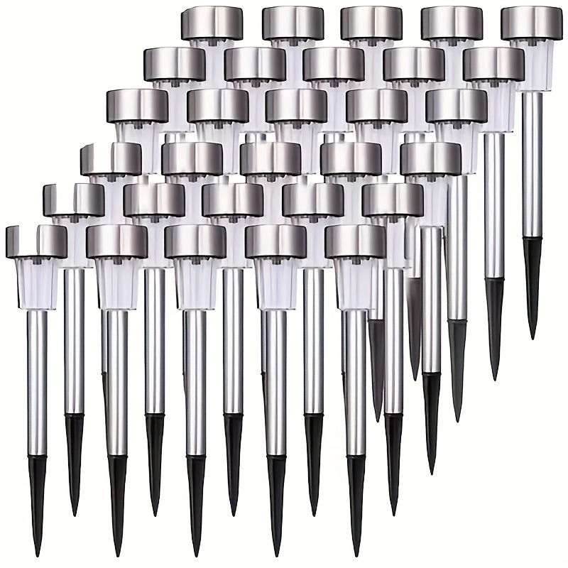 10 luces solares LED para jardín, iluminación exterior de acero inoxidable, para caminos, patios, villas, césped, pasillos, terrazas y entradas, con sensor de luz, montaje semiempotrado, batería de níquel, diseño ahorrador de energía, fácil instalación,