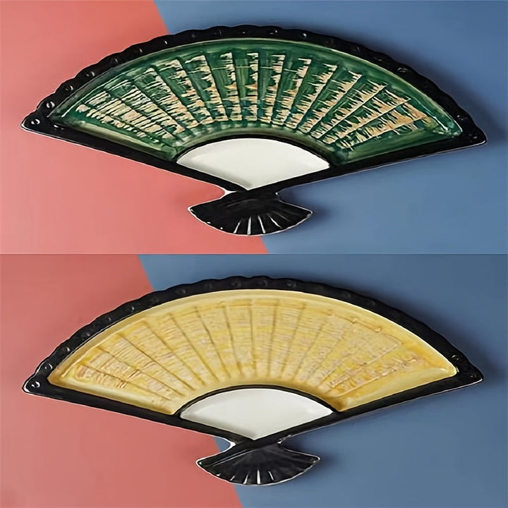 Plato de sushi de cerámica estilo japonés con plato para salsa - Negro y azul, dividido para sushi, dumplings y más - Perfecto para exhibir delicatessen japonesas en casa o en restaurantes, plato de sushi para restaurantes.