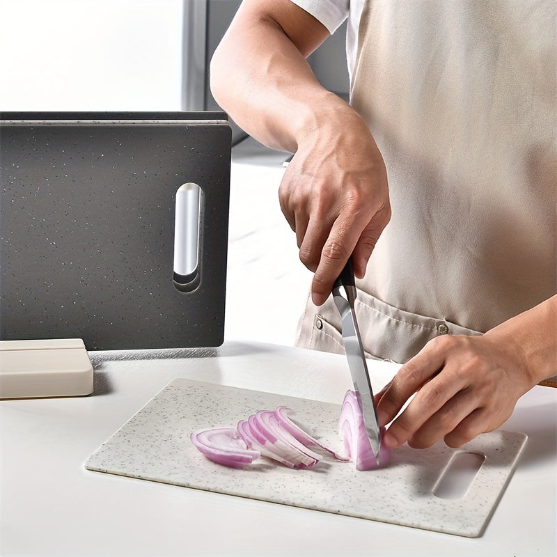 Juego de 4 tablas de cortar de plástico libres de BPA con base, seguro para lavavajillas, seguro para contacto con alimentos, prevención de contaminación cruzada, tablas de cocina multiusos