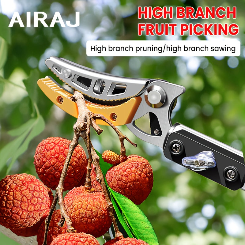 AIRAJ 1pc Tijeras de Poda de Alta Altitud de 1m a 3m con Varillas Telescópicas de Acero Inoxidable para Frutas, Latas de Manzanas y Tijeras Especializadas