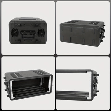 Estuche de amplificador de rack de 4U, montaje de viaje de carretera de DJ PA de audio profesional con espuma personalizada, ideal para almacenamiento de sistema de micrófono inalámbrico/amplificador/effect/mixer, 4U, negro