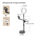 Barra de Iluminación Superior Versátil con Soporte para Teléfono y Soporte para Micrófono de Escritorio - Hierro Negro, Ideal para Transmisiones en Vivo y Fotografía de Comida