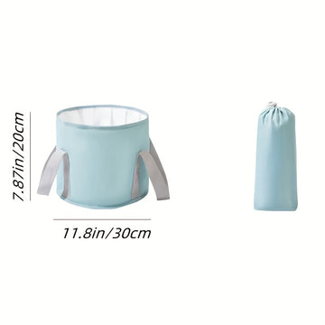 1pc Bañera de Pies Plegable y Portátil con Bolsa de Almacenamiento y Tela de Coral Fleece – Bañera Profunda Aislada para Experiencia de Spa en Casa, Azul Claro con Asas Grises, Diseño Apto para Viajar