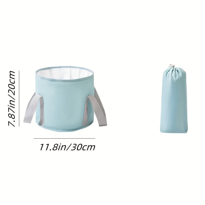 1pc Bañera de Pies Plegable y Portátil con Bolsa de Almacenamiento y Tela de Coral Fleece – Bañera Profunda Aislada para Experiencia de Spa en Casa, Azul Claro con Asas Grises, Diseño Apto para Viajar