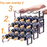 1 estante de vino plegable - Soporte de exhibición de vino de hierro pulido con diseño elegante y curvo, perfecto para decoración de bar en casa o cocina, mantiene varios botellas seguras, decoración de vino