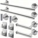 Juego de accesorios para baño moderno 2024, incluye barra para toallas de 15.8 pulgadas, montaje en pared con taladro, material duradero, acero inoxidable SUS304, juego de 10 piezas (plateado/negro)