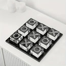 Decoración minimalista moderna de tablero de ajedrez XO cuadrado con cristales, pequeño adorno geométrico en blanco y - estatua multifuncional para decoración interior de escritorio o sala sin necesidad de electricidad