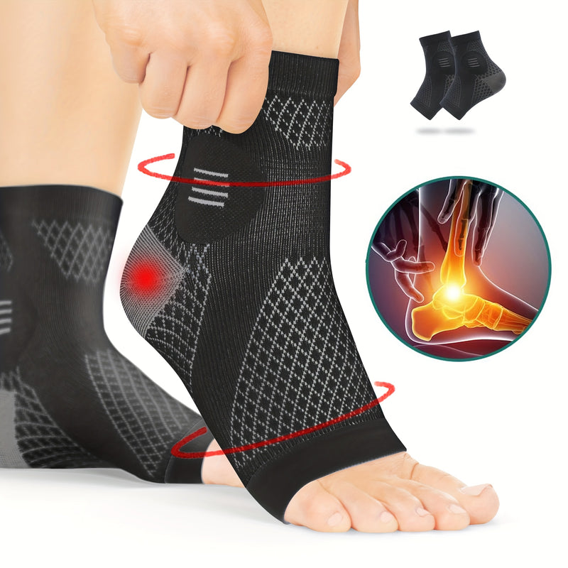 Calcetines de compresión premium para tobillo, mangas de pie de compresión con soporte de arco y tobillo, diseño abierto para neuropatía, soporte elástico para pie para uso diario y actividades al aire libre.