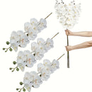 5 unidades de flores de orquídea artificiales LuxeArt, Phalaenopsis blancas con acentos de Acacia, arreglos florales de plástico para Navidad, Halloween, Pascua, Janucá, decoración de Acción de Gracias