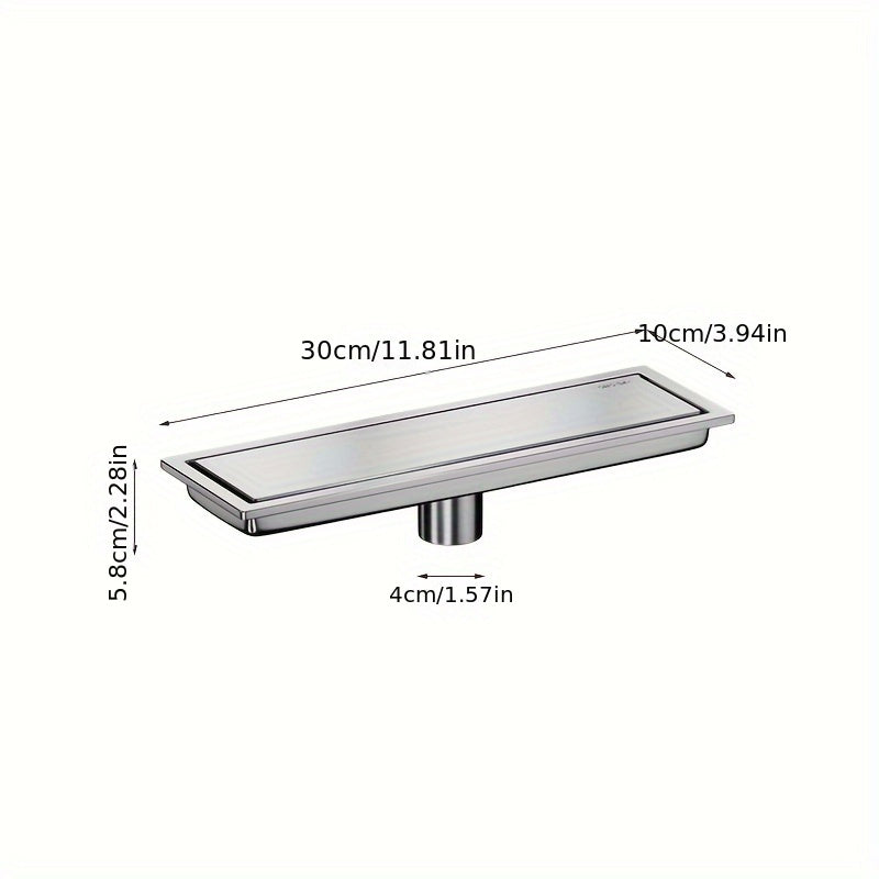 Desagüe de Suelo Rectangular Invisible de Acero Inoxidable - Extendido, Fregadero de Baño Resistente a Olores con Cubierta de Tubería Oculta