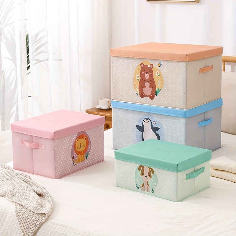 Caja de Almacenamiento de Juguetes para Niños con Tapa de Dibujos Animados, Organizador de Ropa Plegable y Creativo en Forma de Oso para Dormitorio de Estudiantes, Baúles de Almacenamiento para Organización del Hogar