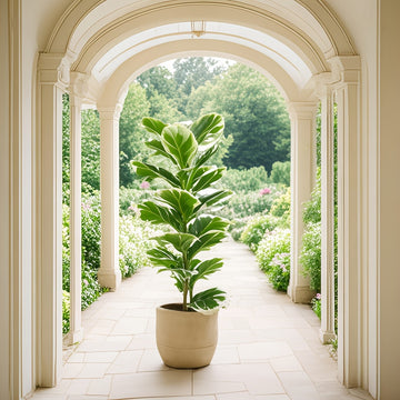 1 planta artificial de estilo europeo para exterior, maceta de lujo con 23 hojas grandes blancas y verdes, ideal para interior/exterior, árbol falso para todas las estaciones - sin incluir maceta