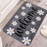 Alfombra de bienvenida con diseño de margarita, decoración suave y lujosa para dormitorio, sala, residencia, antideslizante y liviana, poliéster hecho a máquina, lavable a mano, 1 cm de grosor, 1 unidad