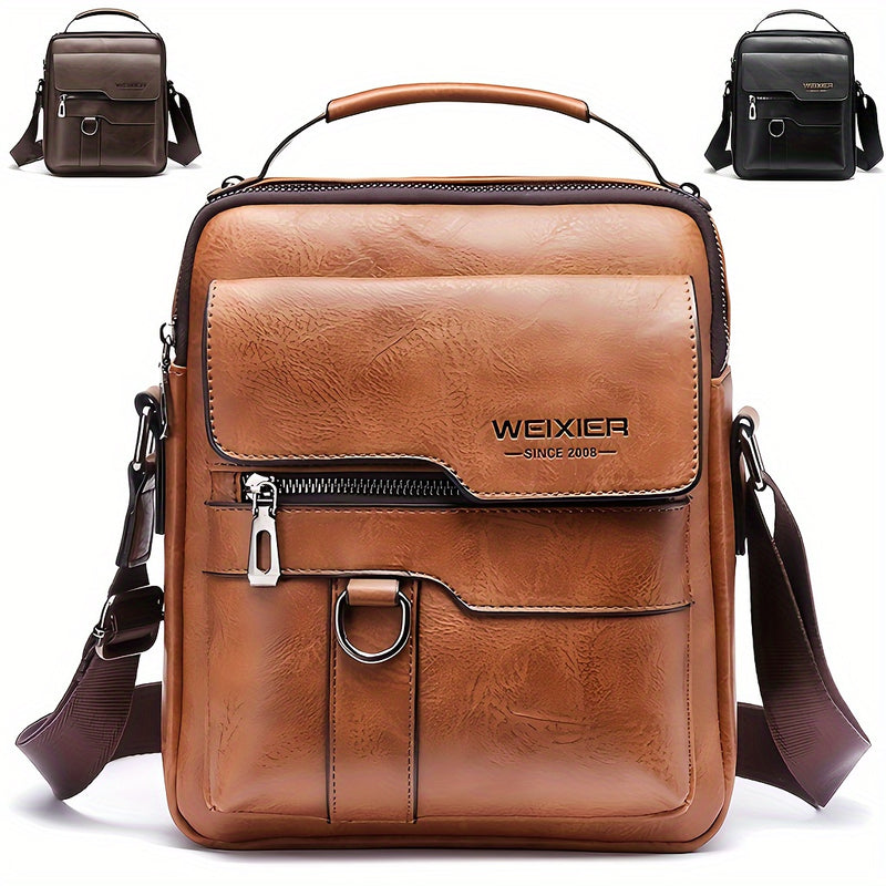Bolso de mensajero de cuero auténtico para hombre, estilo vintage, bolso de negocios