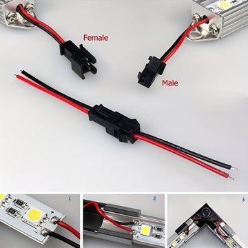 20 piezas/10 pares de conectores SM largos, terminales de cable, enchufes, macho a hembra, conectores de cable, cable rojo y negro, lámpara de techo LED