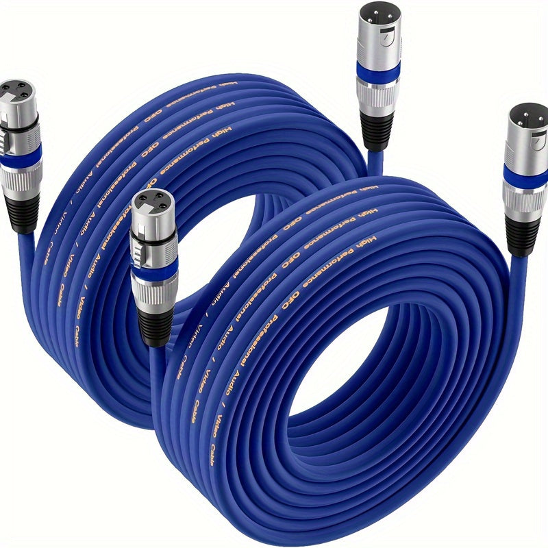 2 piezas de cable XLR 15.24 metros - cable DMX balanceado avanzado, con conectores macho y hembra de 3 pines, disponible en cuatro colores, más vendido, ideal para regalos de graduación, Día del Padre y cumpleaños