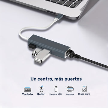 Adaptador USB C a Ethernet con concentrador USB 3.0 de 3 puertos, adaptador de red LAN Gigabit Ethernet RJ45 a USB-C/Thunderbolt 3 4 en 1, construcción de aleación de aluminio, compatible con MacBook Pro/Air, iPad Pro, Chromebook, XPS, Surface - Plug & P