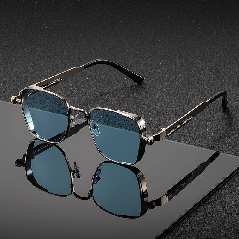 Gafas de moda cuadradas retro steampunk con marco de metal para hombres y mujeres, ideales para eventos, fiestas y festivales