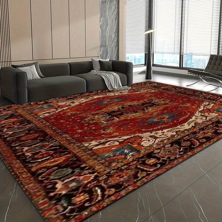 1pc Alfombra con Estampado Retro, Ideal para Cocina, Pasillo, Entrada de Dormitorio, Baño, Sala, Interior/Exterior, Puerta Principal, Estudio, Fondo Antideslizante, Lavable a Máquina y Engrosada