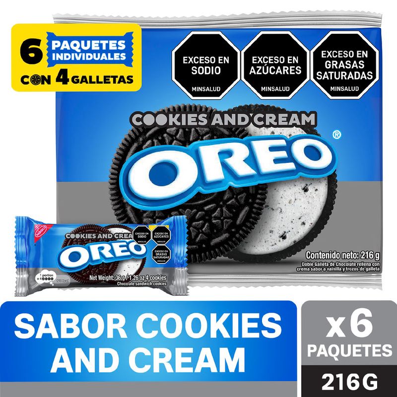 GALLETA OREO  216G COOKIES & CREAM