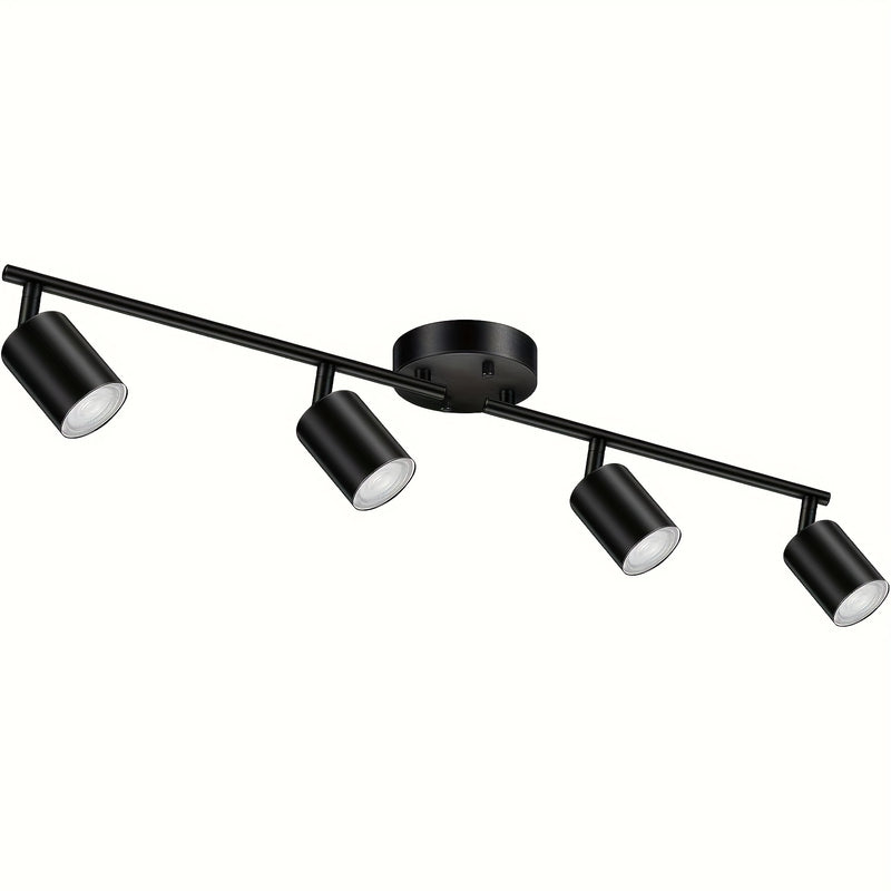 Iluminación de Carril, Luces LED Giratorias de 4 Luces para Cocina Moderna, Apliques Semiflatos para Comedor/Pasillo/Oficina (Enchufe GU10, Bombilla No Incluida)