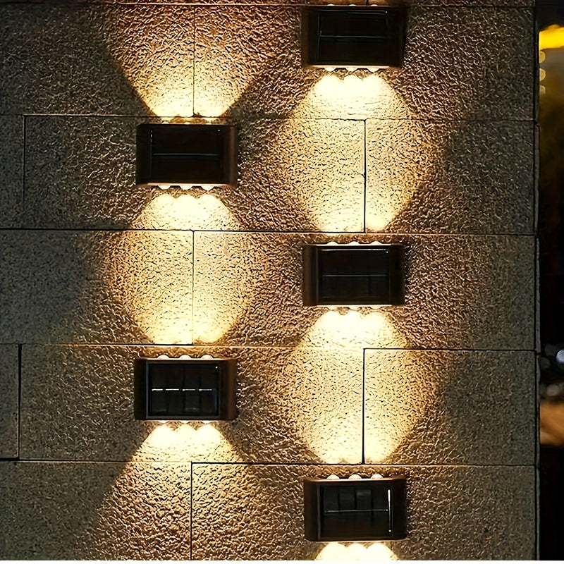 1 pieza/4 piezas de luz decorativa solar para jardín, iluminación de pared con proyector hacia arriba y abajo