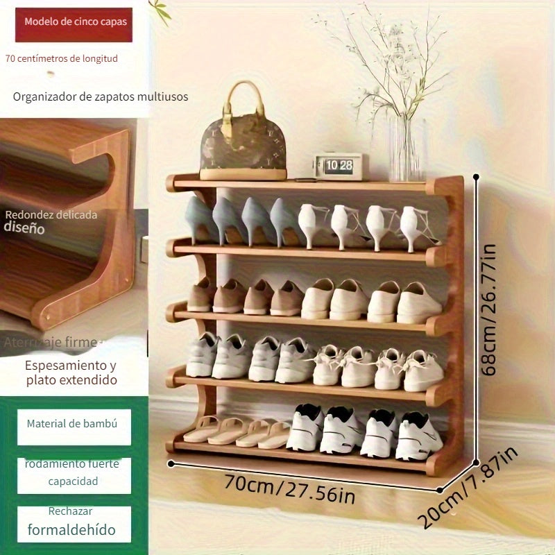 Zapatero de Bambú Ahorrador de Espacio de 3/4/5/6 Niveles con Acabado en Madera Sencilla para Hogar, Entrada, Sala de Estar, Dormitorio, Garaje, Residencia Universitaria - Fácil de Montar