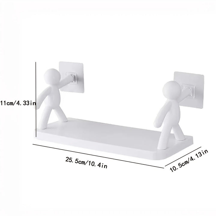 Estante de Pared Versátil sin Taladro - Diseño Humanoid, Perfecto para Baño, Sala de Estar, Dormitorio y Balcón - Plástico Duradero, Sostiene hasta 2.0KG