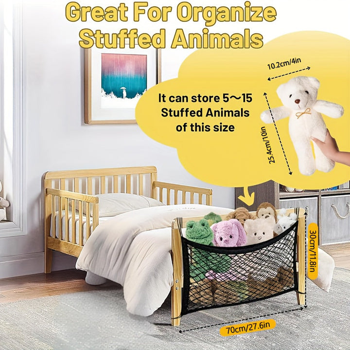 2 Piezas de Red Organizadora para Juguetes de Peluche, Diseño Elástico Montado en Pared con Ajuste, Decoración Hogareña y Almacenamiento de Malla para Muñecas junto a la Cama o Cabecera