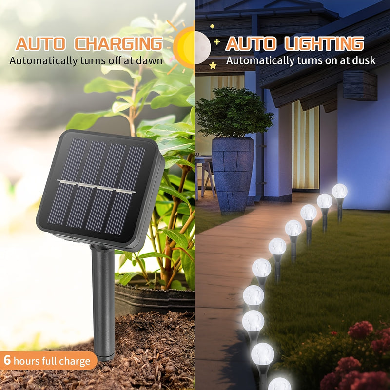 20 Piezas de Luces Solares de Bola de Cristal para Exteriores, 18.7 Pies/5.8m IPX4 con 8 Modos de Iluminación y Sensor de Luz Encendido/Apagado, para Jardín, Patio, Camino y Paisajismo
