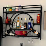 Estante de vino colgante de pared - Estante de exhibición de arte de hierro para el hogar, sala de estar, comedor - Almacenamiento vertical ahorrador de espacio con diseño decorativo de volutas, decoración de vino