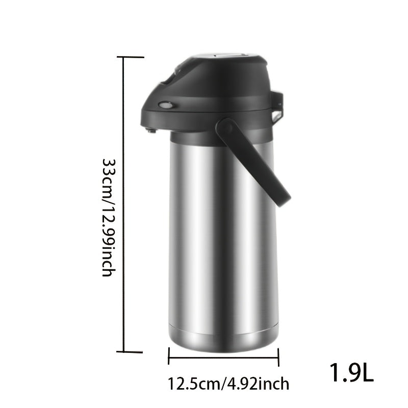 1.9L Olla de Acero Inoxidable con Bomba de Palanca, Termo Aislado de Doble Pared para Bebidas Calientes y Frías, Dispensador Polivalente para Uso en Casa y Oficina