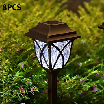 8 piezas Luces de jardín solares, lámparas LED para exterior de césped para patio, jardín, patio, patio, valla, entrada, decoración de camino, impermeable IP44