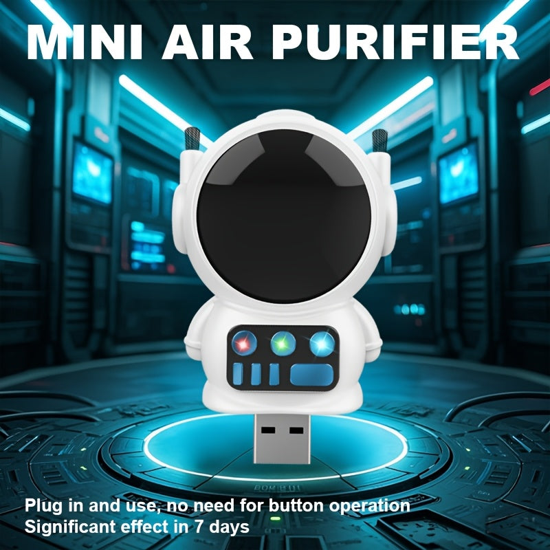 Purificador de aire Space Explorer Mini, Plug and Play, Sin operación de botón, Filtración automática 24/7, Esencial para el hogar, Portátil para uso en coche, Material de plástico, Alimentado por USB, Baja tensión ≤36V