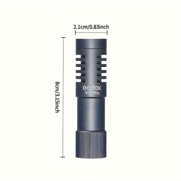 Micrófono universal para video GODOX VS-Mic con cuerpo de aleación de aluminio, conector de 3.5 mm, modo de alimentación USB, para iPhone, teléfonos Android, cámaras DSLR - Micrófono para grabación y transmisión, equipo de grabación para transmisiones |
