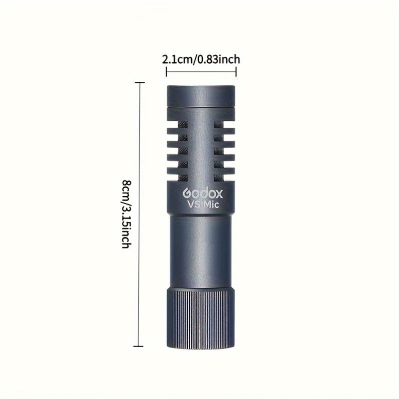 Micrófono universal para video GODOX VS-Mic con cuerpo de aleación de aluminio, conector de 3.5 mm, modo de alimentación USB, para iPhone, teléfonos Android, cámaras DSLR - Micrófono para grabación y transmisión, equipo de grabación para transmisiones |