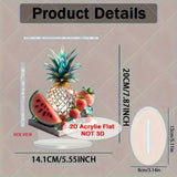 Decoración de Plato de Frutas de Verano en Cristal Plano 2D, Adorno para Escritorio, Señal Acrílica, Adecuado para Exhibición en Casa y Oficina, Artículo Decorativo Multifuncional para Mesa, 11 Regalos Festivos, Plano 2D