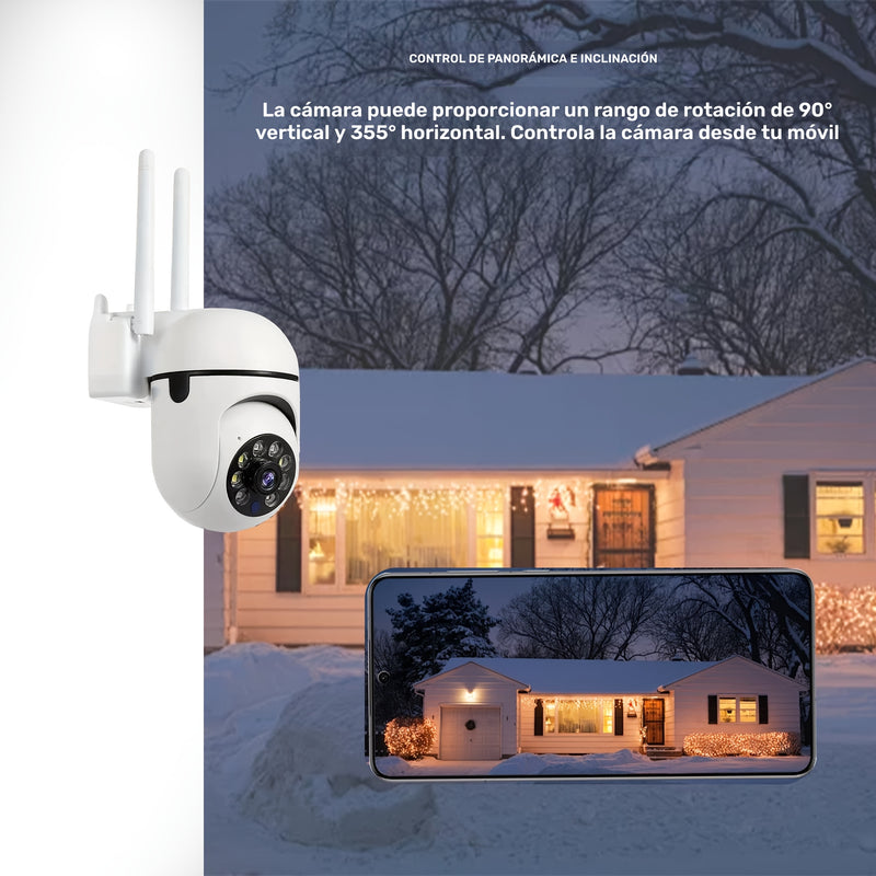 Cámara de vigilancia WIFI 1080P con rotación de 355 grados, visión nocturna remota, uso en interiores/exteriores - Control de aplicación móvil, inalámbrica, tarjeta TF/almacenamiento en la nube (tarifa adicional), cámara de seguridad inteligente para el