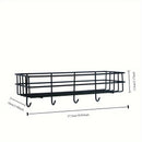Estante de almacenamiento multifuncional para baño de pared, estante de almacenamiento para cocina, 1 estante de gel de ducha de hierro fundido con gancho, estante de almacenamiento de artículos esenciales para baño de pared sin perforaciones