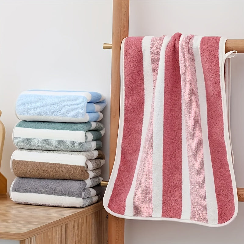 1 juego de toallas de microfibra suave con rayas grises y blancas - Secado rápido, absorbente, toallas de poliéster ultra-suaves para uso doméstico, estilo contemporáneo, solo lavado a mano, esenciales para el hogar | Decoración moderna del hogar | Toall