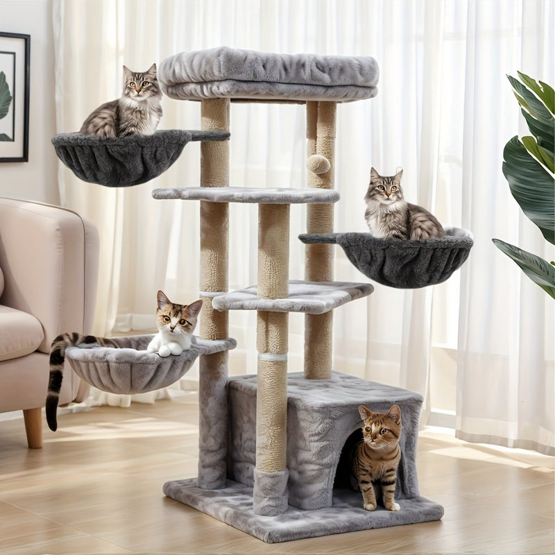1 pieza, árbol de gato con hamaca, material de acero inoxidable, resistente y duradero con cesta, accesorio de hamaca de árbol de gato cómodo, reemplazo universal de hamaca de árbol de gato grande, adecuado para gatos, hamaca de gato gris de un solo ojo,