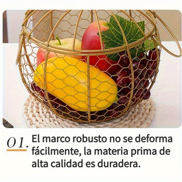 Cesta para huevos de gran capacidad, ideal para almacenar aproximadamente 30 huevos y patos en la cocina. Cuenta con malla metálica, asa para transportar y es fácil de limpiar. Perfecta para granjas y cocinas.