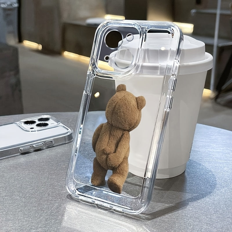 Fundas de teléfono de protección integral de TPU transparente con oso de peluche de dibujos animados, adecuado para Apple Iphone 15/14/13/12/11/Xs/Xr/X/7/8/Mini/Pro/Plus/Pro Max