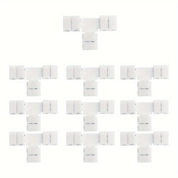 Conjunto de 5/10 piezas de Tiras LED sin Soldadura con Conector de Presión para Esquinas, Convertidor de Luz Monocromática Tipo Cinturón LT