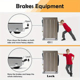 Rodillos Extensibles de Alta Resistencia con Sistema de Freno - 2 Piezas (Capacidad de 299.37 KG /1 Tona), Diseño Extendible para Lavadoras, Secadoras, Refrigeradores, Muebles - Base Antideslizante, Instalación Fácil para Hogar, Oficina y Almacén - Gris