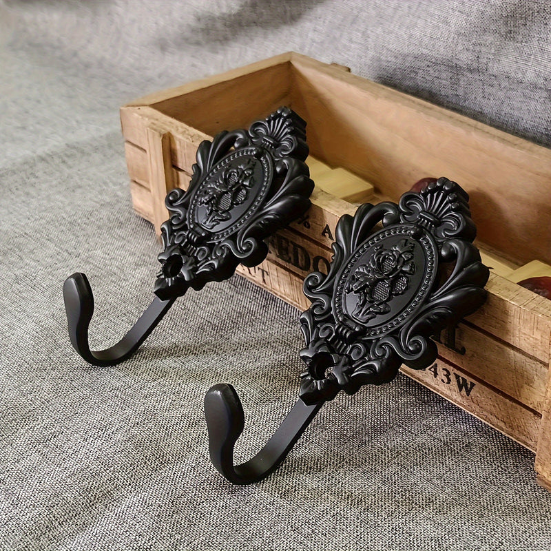 2pcs Gancho Retro de Lujo Ligero, Colgador Metálico Antioxidante Montado en la Pared, Gancho Multifuncional para Colgar Ropa, Toalla y Bata, Accesorios de Baño, Decoración del Hogar