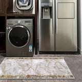 Alfombra de corredor moderna con patrón de mármol, 1 pieza, terciopelo diamante dorado, alfombra geométrica europea de lujo, alta calidad, ideal para pasillo o lavandería