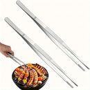 Juego de pinzas de acero inoxidable para alimentos, 2 piezas, pinzas de cocina de precisión para cocinar, accesorios para BBQ, herramientas para buffet y restaurante, utensilios culinarios - 25.4 cm