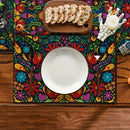 Conjunto de 4 manteles individuales de poliéster - 12x18 tapetes rectangulares tejidos para mesa de comedor, lavado a mano, decoración floral para fiestas mexicanas Cinco de Mayo y Día de Muertos